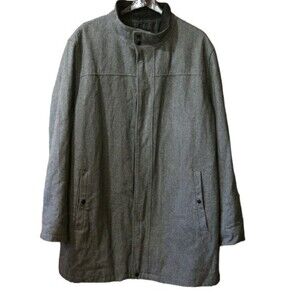 Structure Gray Wool Hidden  Button Coat XXL